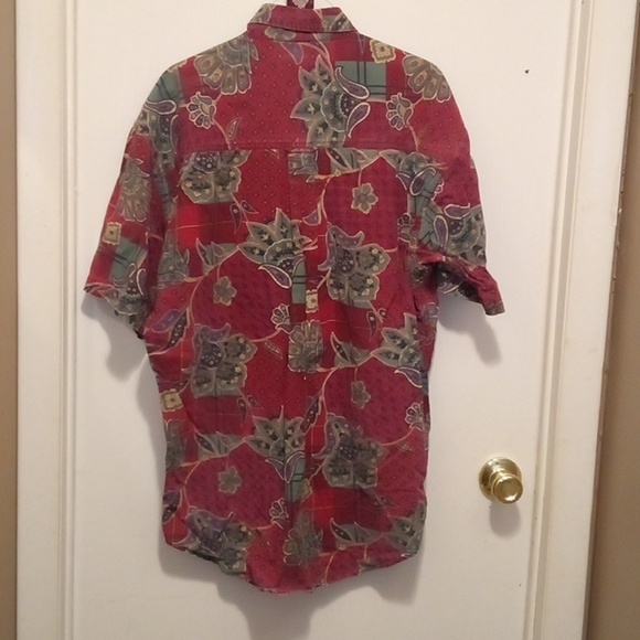 Chaps Ralph Lauren Red Floral Short Sleeve Shirt - Size L - Picture 6 of 6